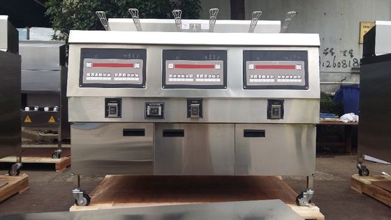 Tres ollas seis cestas panel de computadora eléctrica digital freidora abierta con filtración de aceite