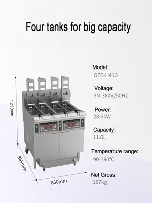 Elevador automático 4 macetas 4 cestas Panel de computadora digital Fritar eléctrico abierto Equipo de freír comercial