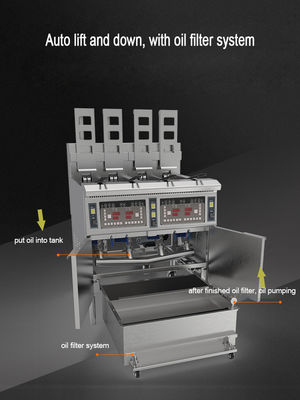 Elevador automático 4 macetas 4 cestas Panel de computadora digital Fritar eléctrico abierto Equipo de freír comercial