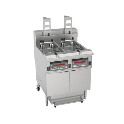 Automático elevador eléctrico de doble macetas 28KW Chips Fritar abierto con sistema de filtro de aceite