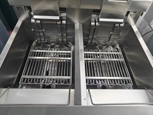 Automático elevador eléctrico de doble macetas 28KW Chips Fritar abierto con sistema de filtro de aceite