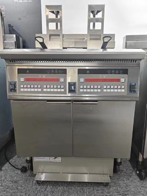 Automático elevador eléctrico de doble macetas 28KW Chips Fritar abierto con sistema de filtro de aceite