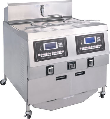 Dos ollas Cuatro cestas 304SUS Chips de gas comercial abierto panel LCD profundo freidora de aceite