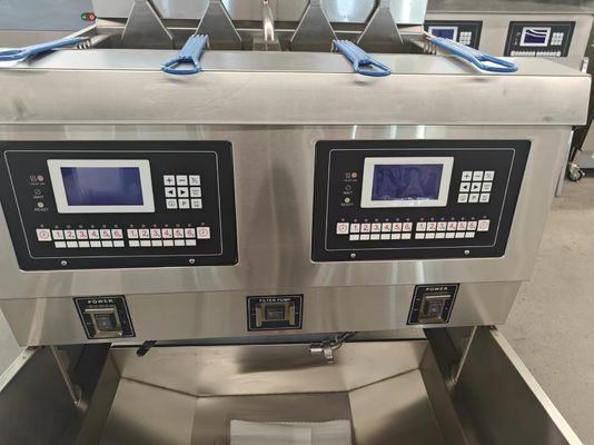Dos ollas Cuatro cestas 304SUS Chips de gas comercial abierto panel LCD profundo freidora de aceite