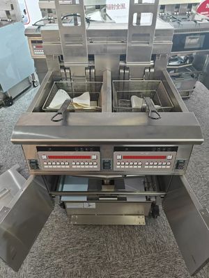 Panel de computadora digital ascensor automático dos ollas cuatro cestas eléctricas fritar patatas fritas abiertas