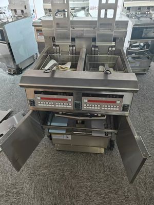 Panel de computadora digital ascensor automático dos ollas cuatro cestas eléctricas fritar patatas fritas abiertas