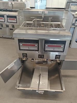 Panel de computadora digital Dos ollas Cuatro cestas Fritadora automática GAS Fritadora abierta