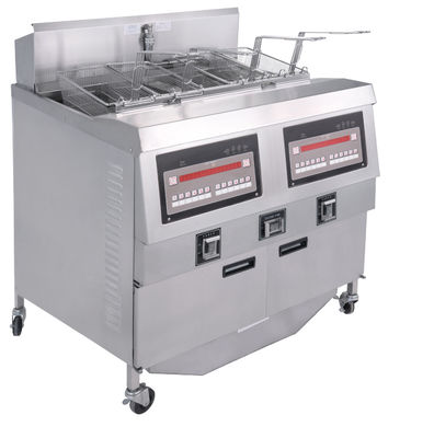 Panel de computadora digital Dos ollas Cuatro cestas Fritadora automática GAS Fritadora abierta